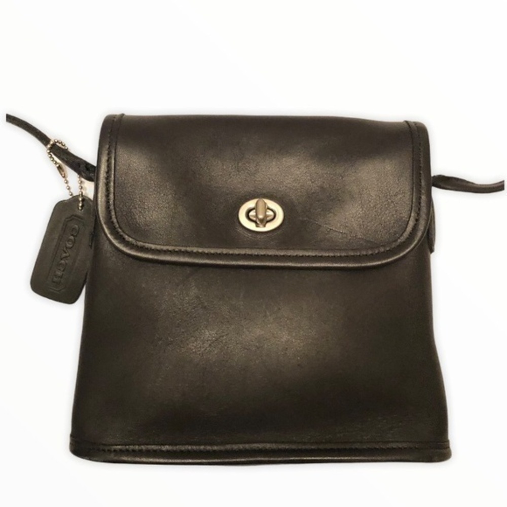 Coach vintage black leather tango bag nickel 9049